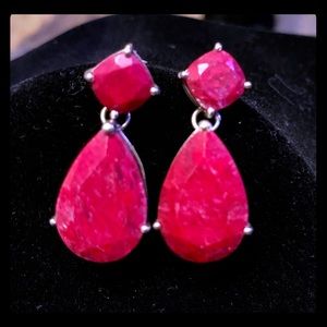 Red Ruby Earrings in 925 Sterling Silver